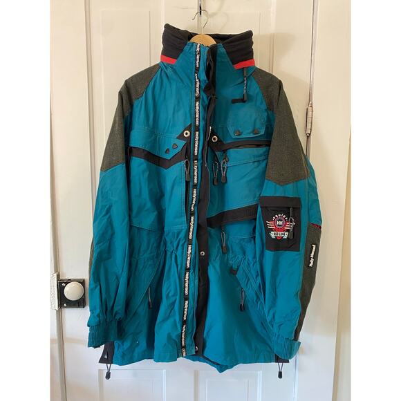 Vintage Helly Hansen Jacket Equipe Tech Snowboarding Ski Hiking Men’s L 90s blue - Picture 1 of 8